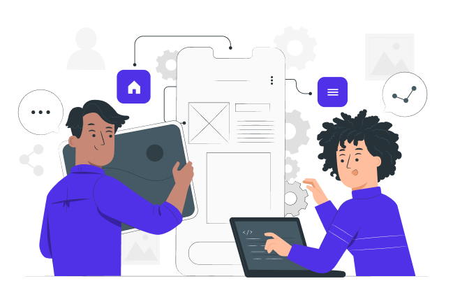 Two developers working on an app illustration