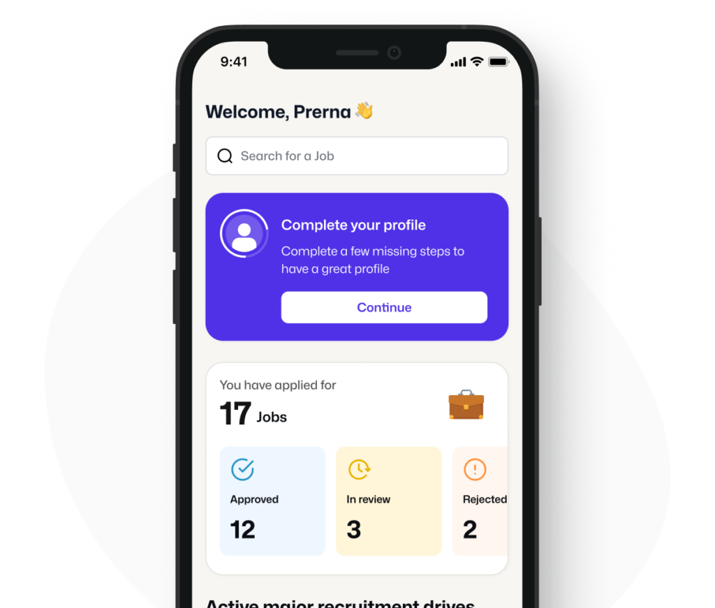 User interface of the Centrajob mobile app